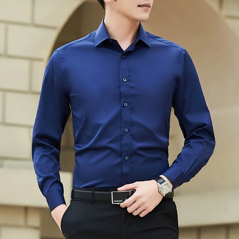 Plus Size Men’s Solid Color Business Shir
