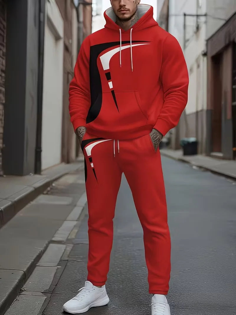 Men’s Striped Hoodie & Jogger Set