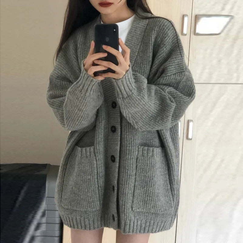 Women’s Loose V-Neck Knit Cardigan Jacket