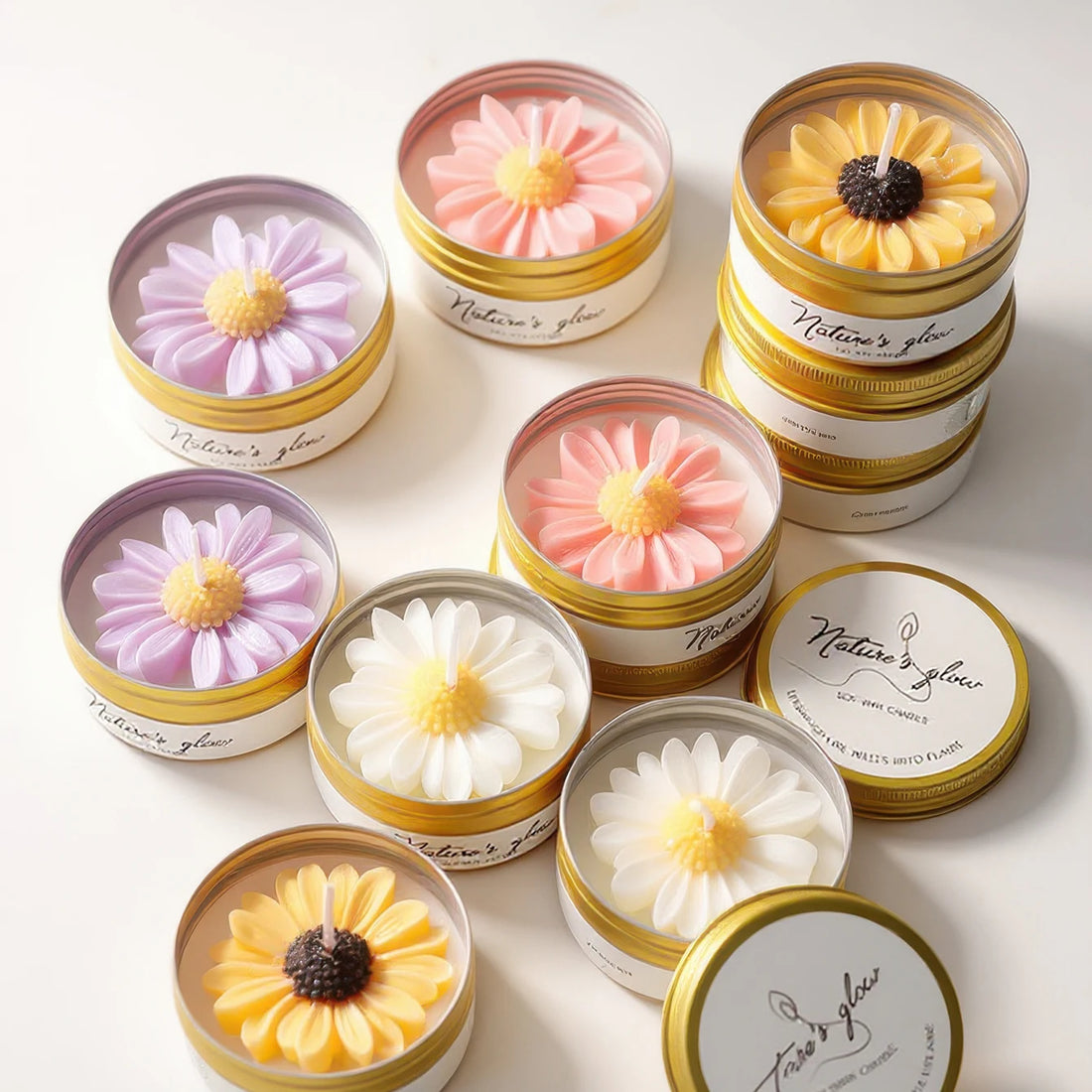 Handmade Soy Wax Flower Chamomile Scented Candle