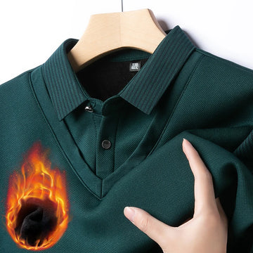 Men’s Winter Fleece Two-Piece Style Polo Shirt