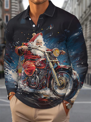 Long Sleeve Polo Shirt 3D Printed Fashion Top