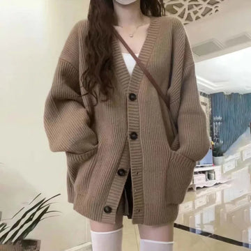 Women’s Loose V-Neck Knit Cardigan Jacket