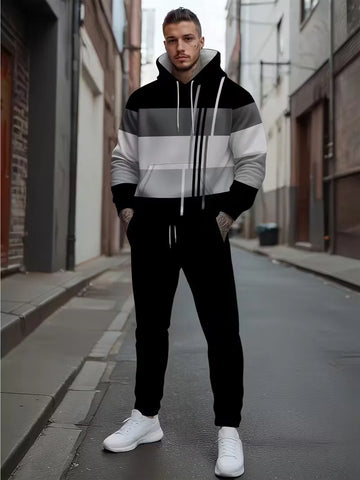 Men’s Striped Hoodie & Jogger Set