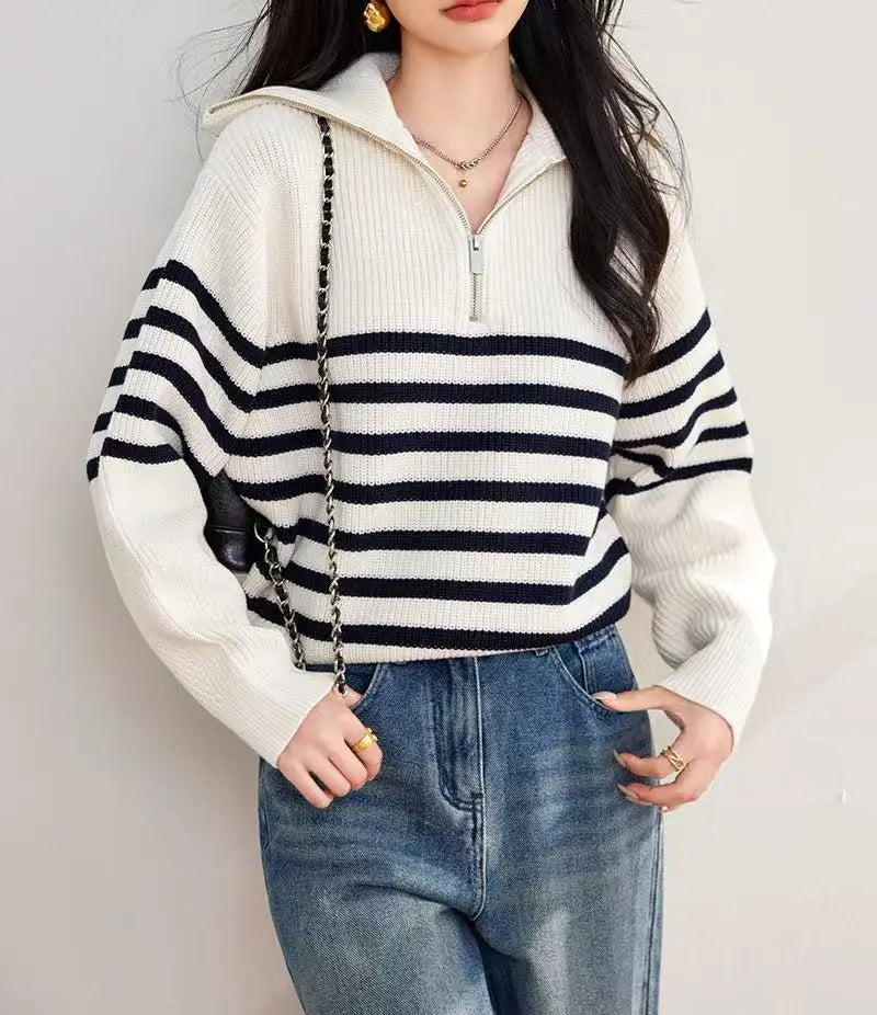 Women’s Quarter-Zip Ribbed Sweater